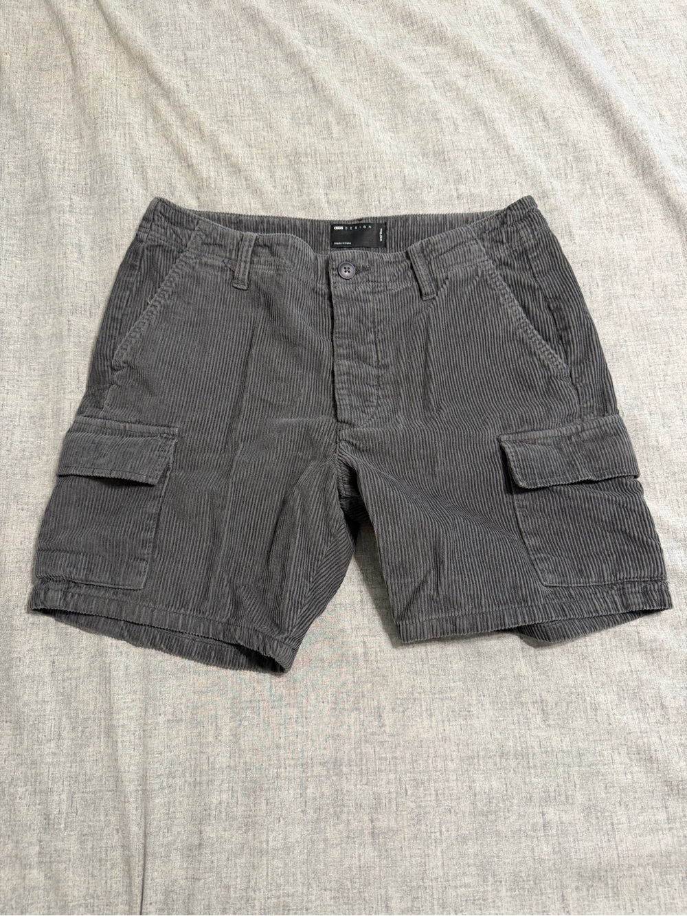 ASOS Men's Charcoal Corduroy Cargo Shorts